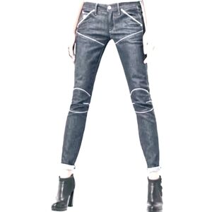 G-Star Elwood 5620 3D Indigo Mid Skinny Moto Oxford Denim Jeans. 26.